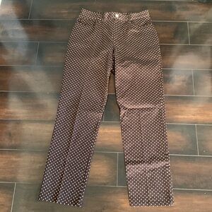 Chaps Brown Polka Dot Pants Business Casual Office Preppy  Cotton Blend Size 6